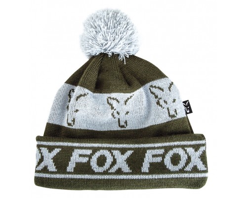 Fox green / silver lined bobble - Зимняя шапка