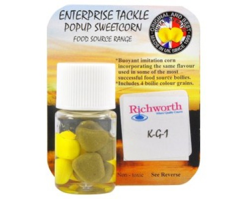 Искусственная кукуруза в ароматизаторе Enterprise Tackle Food Source Pop-up Sweetcorn Range Richworth KG1 Yellow & KG1