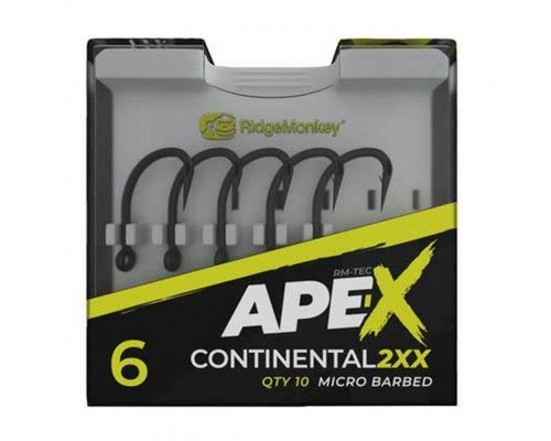 Крючки Ridge Monkey Ape-X Continental 2XX Barbed size 6